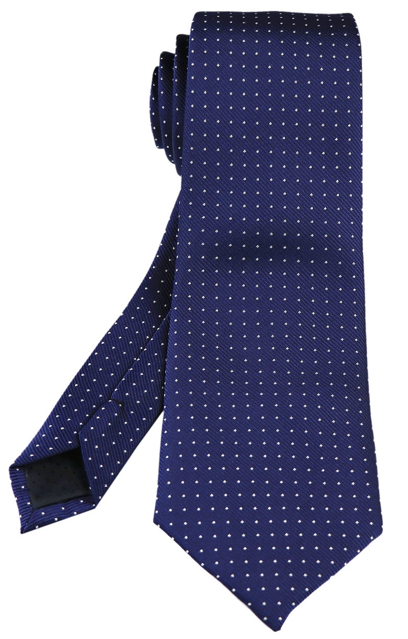 Secdtie Fashion Navy Blue Neckties Pin Dots Silk Tie Suit Fitness Dating Fashion For Men - Image 1